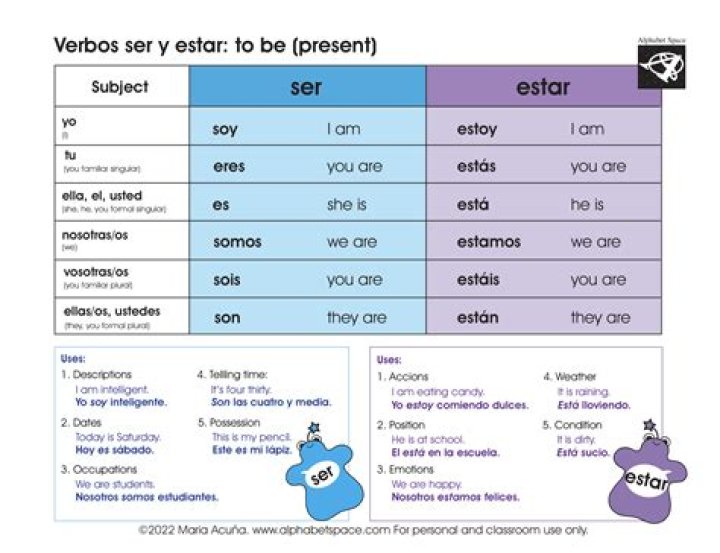What are the 5 forms of estar in Spanish?