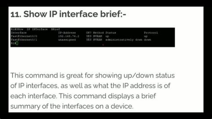 What does show ip int brief?