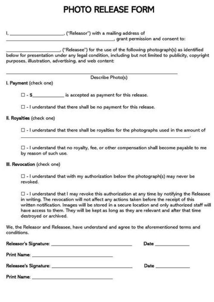 What is a photo release agreement?