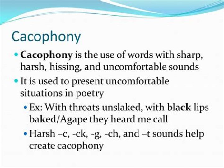 What is an example of cacophony in poetry?