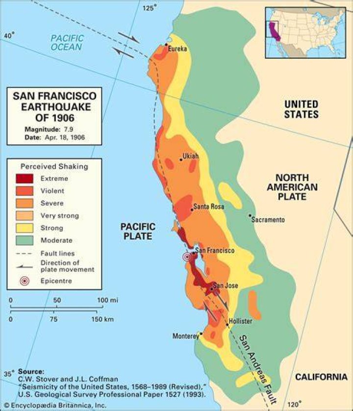 Where was the 1906 earthquake focused?